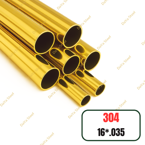 لوله طلایی 16 ضخامت 0.35 میلیمتر آلیاژ 304 (3متری)